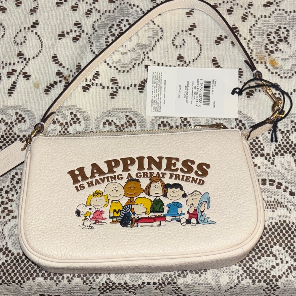Coach 🆕 X Peanuts Nolita 19 Chalk Snoopy "HAPPINESS IS HAVING A GREAT FRIEND - Picture 3 of 13